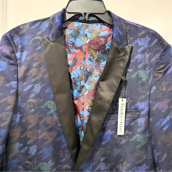 Paisley & Gray Men’s Slim Fit Geometric Lined Jacket Blazer Sport Coat Size 38R - Picture 3 of 16